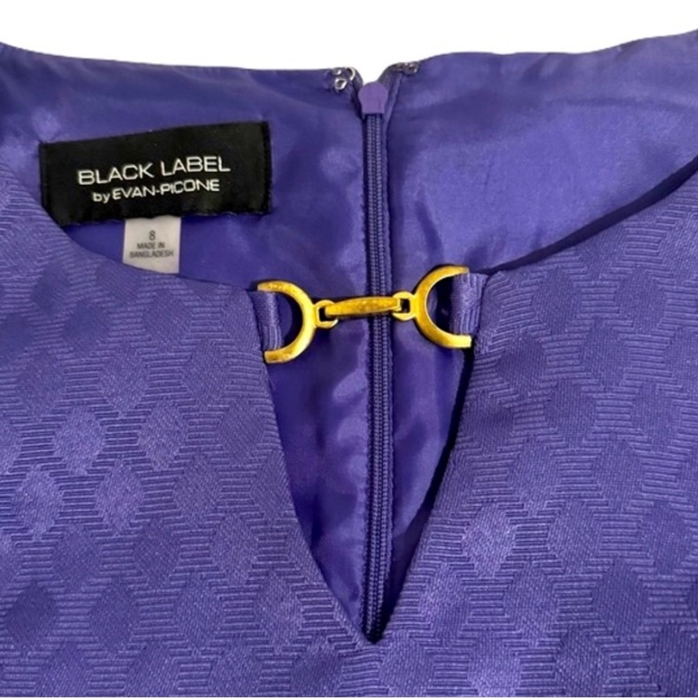 Black Label Evan Picone Dress Womens Size 8 Sleeveless Purple Sheath Workwear - Picture 4 of 12